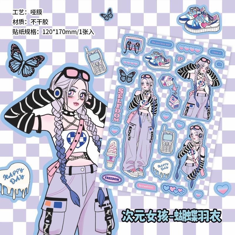 Dimensional Girl Series Stickers Diy Hand Account Character Stickers