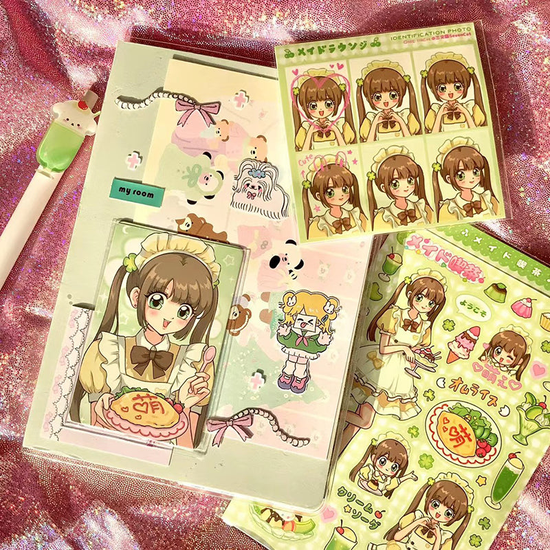 Maid Eating Tea Shop Series Stickers Gooka Cute Cartoon Sticker