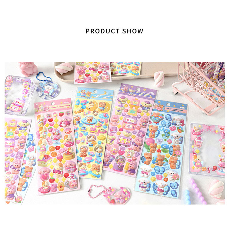 Cute Donut Series Matte Membrane Sticker Cartoon Animal DIY Hand Account Decoration Collage 4 Styles