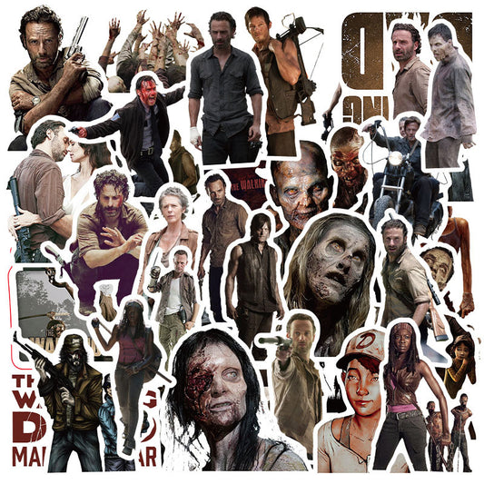 50pcs The Walking Dead Classic American Drama Decorative Graffiti Stickers Water Cup Suitcase Notebook Waterproof Stickers