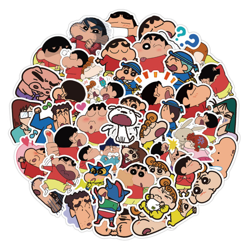 60pcs Cute Anime Cartoon Crayon Shin-chan Decoration  Phone Case Water Cup Waterproof Hand Account Sticker Cartoon Sticker