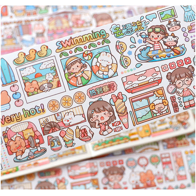 Cartoon Cute Girl Stickers Creative Multi-scene Journal Scrapbooking Decoration Sticker