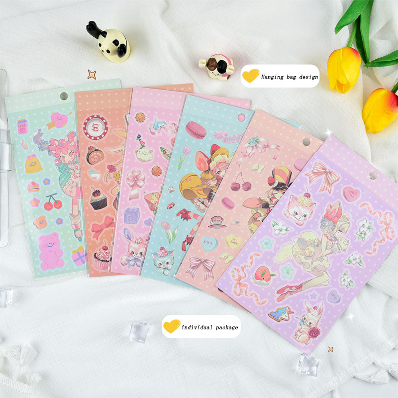 Fantasy Girl Series Stickers DIY Keychain Plate Stickers Cartoon Hand Account Small Card Album Decoration Set