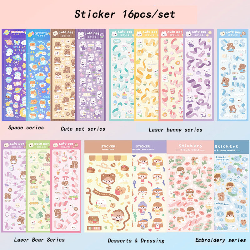 Cute Curbine Sticker Korean Laser Account Material Sticker Cartoon DIY Sticker Decoration Sticker