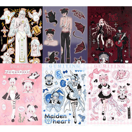 Combat Maid Laser Stickers Character Stickers Hand Account Back Card High-Value Series Angels And Demons