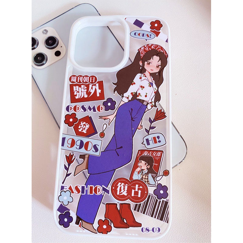 DIY Poxy Back Card Character Stickers Mobile Phone Case Handmade Custom Finished Mobile Phone Case Anti-Fall Waterproof