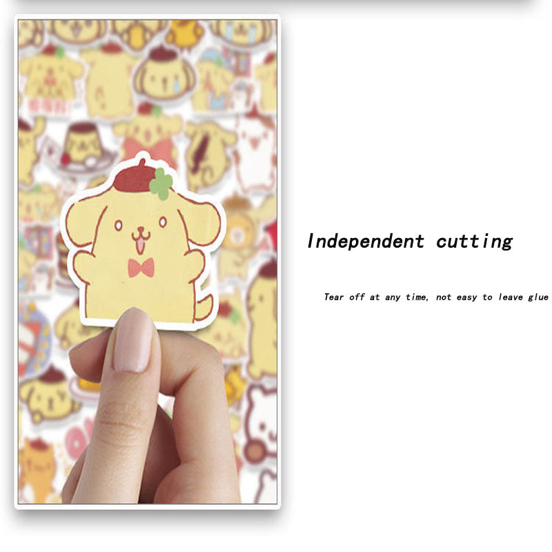 100pcs Cartoon Purin Stickers Cute Ins Cinnamoroll Sanrio Hand Account Waterproof Decorative Small Pattern Hand Account Stickers