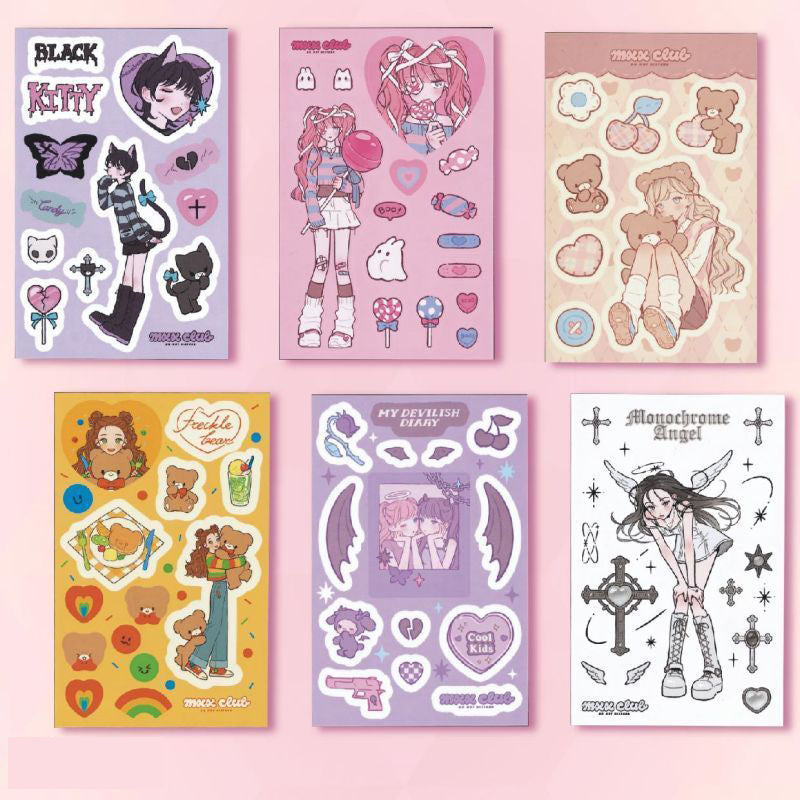 Cute Girl Series Stickers Creative Phone Case Hand Account Cute Girl Sweet Asian Style Angel Bear