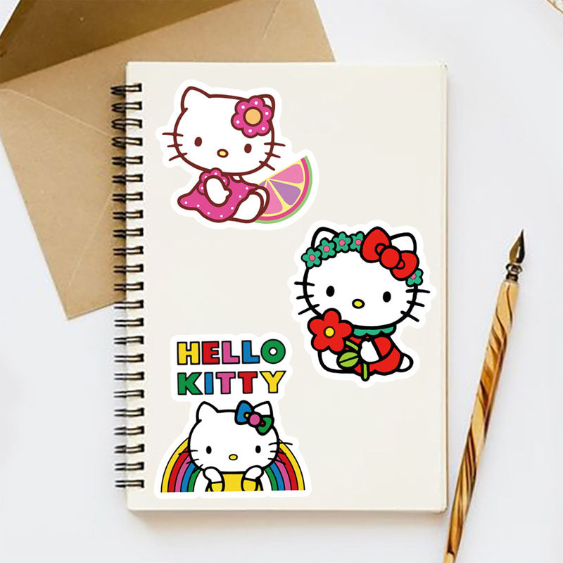 50pcs Hello Kitty Graffiti Stickers Kitty Cat Water Cup Luggage Trolley Box Refrigerator Water Cup Waterproof Electric Car Stickers