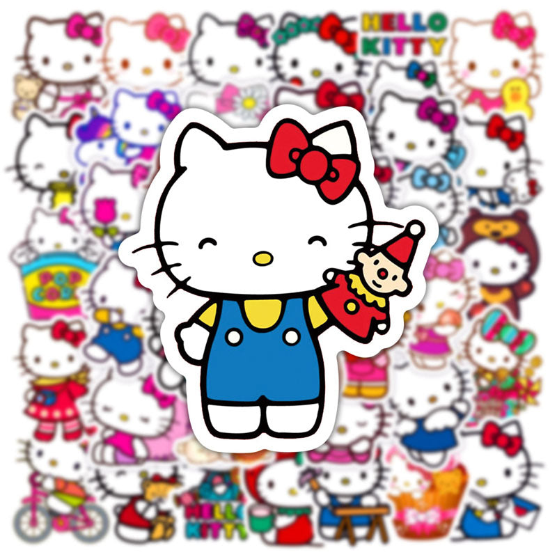 50pcs Hello Kitty Graffiti Stickers Kitty Cat Water Cup Luggage Trolley Box Refrigerator Water Cup Waterproof Electric Car Stickers