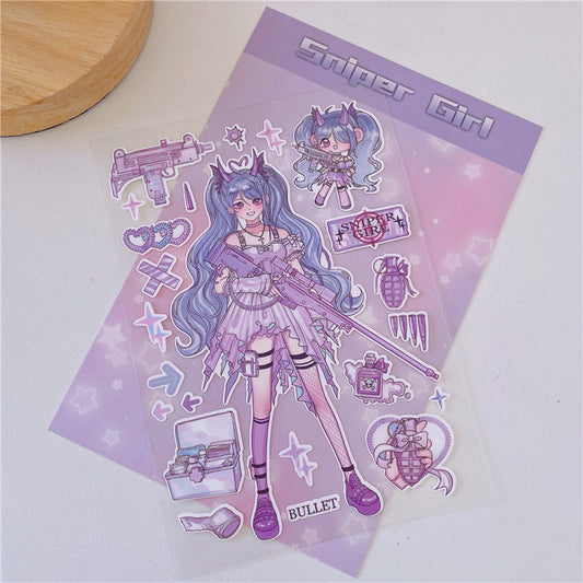 Creative Asian Korean Version of The Girl Character Stickers Hand Account DIY Decorative Material Stickers