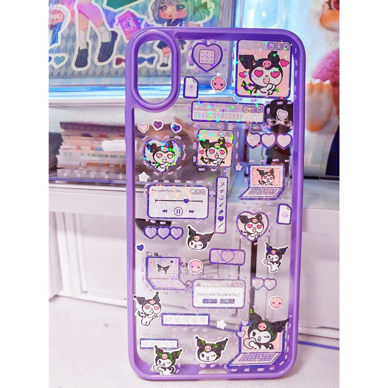 Handmade Sanrio Epoxy Back Card Phone Case Kuromi  Phone Case Finished Sticker Phone Case Waterproof